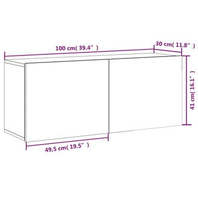 vidaXL TV skříňka nástěnná šedá sonoma 100 x 30 x 41 cm