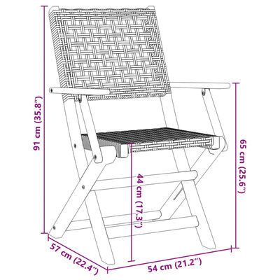 vidaXL 3dílný bistro set černý polyratan a masivní dřevo