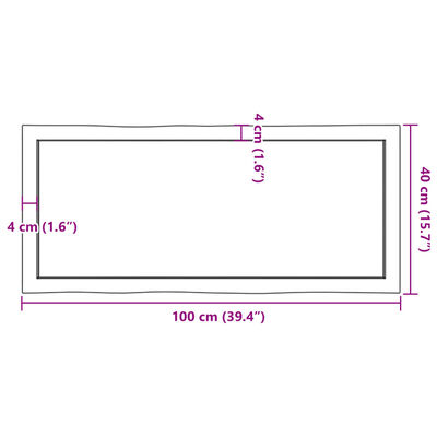 vidaXL Stolní deska hnědá 100x40x(2-6)cm ošetřený dřevo živá hrana