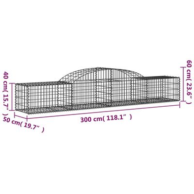 vidaXL Klenuté gabionové koše 13 ks 300x50x40/60 cm pozinkované železo