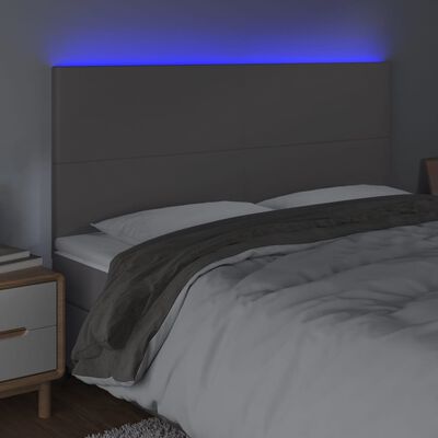 vidaXL Čelo postele s LED šedé 160x5x118/128 cm umělá kůže