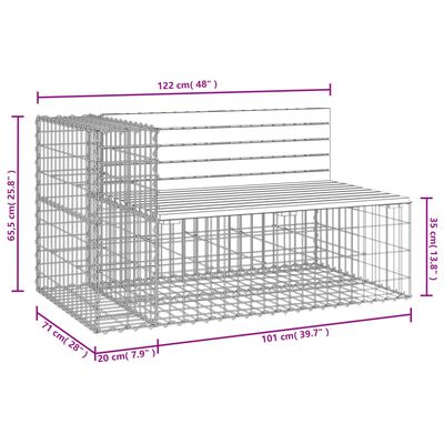 vidaXL Zahradní lavice gabionový design 122 x 71 x 65,5 cm douglaska