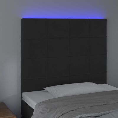 vidaXL Čelo postele s LED černé 90x5x118/128 cm samet