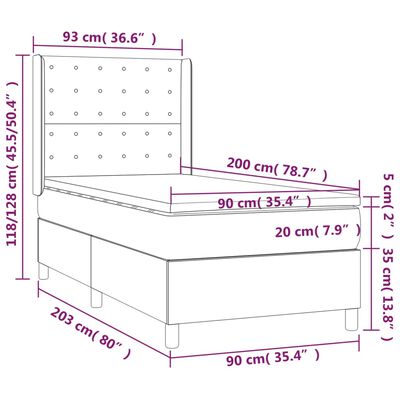 vidaXL Box spring postel s matrací světle šedá 90x200 cm textil