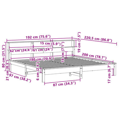 vidaXL Postel bez matrace bílá 180 x 200 cm masivní borovice