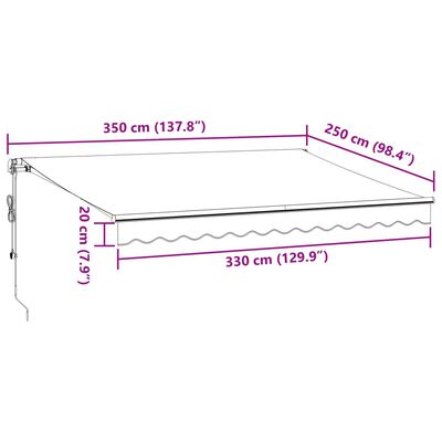 vidaXL Automatická zatahovací markýza antracitová a bílá 350 x 250 cm