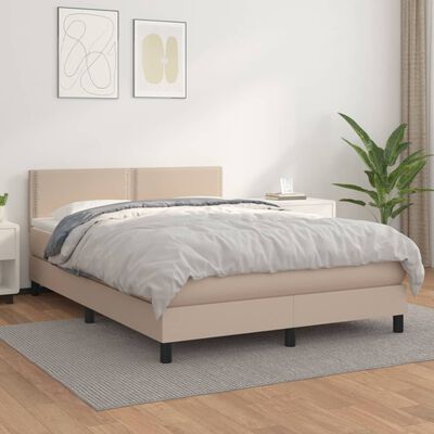 vidaXL Box spring postel s matrací cappuccino 140x190 cm umělá kůže