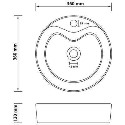 vidaXL Luxusní umyvadlo přepad matné světle šedé 36 x 13 cm keramické