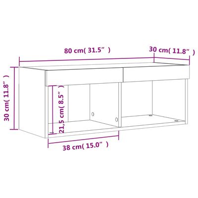 vidaXL TV skříňka s LED osvětlením bílá 80 x 30 x 30 cm