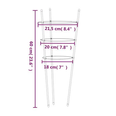 vidaXL Opory pro zahradní rostliny se 3 kroužky 5 ks zelené 60 cm ocel