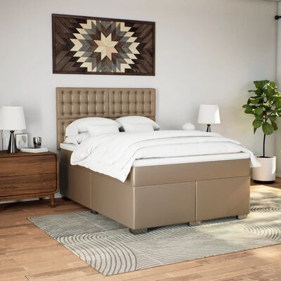 vidaXL Box spring postel s matrací cappuccino 140x200 cm umělá kůže