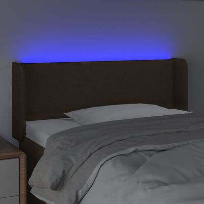 vidaXL Čelo postele s LED tmavě hnědé 103 x 16 x 78/88 cm textil