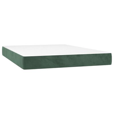 vidaXL Box spring postel s matrací tmavě zelená 140x200 cm samet