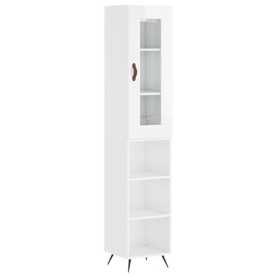 vidaXL Skříň highboard bílá s vysokým leskem 34,5x34x180 cm kompozit