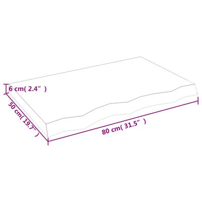 vidaXL Koupelnová deska hnědá 80x50x(2-6) cm ošetřený masivní dřevo