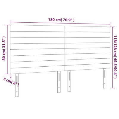 vidaXL Čelo postele s LED tmavě modré 180x5x118/128 cm samet