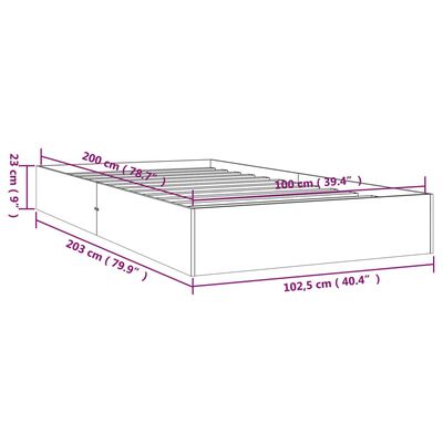 vidaXL Rám postele bílý masivní dřevo 100 x 200 cm