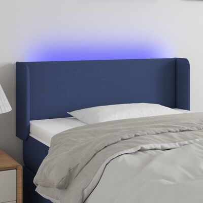 vidaXL Čelo postele s LED modré 83 x 16 x 78/88 cm textil