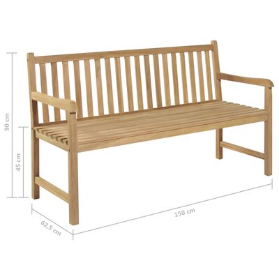 vidaXL Zahradní lavice s modrou poduškou 150 cm masivní teak