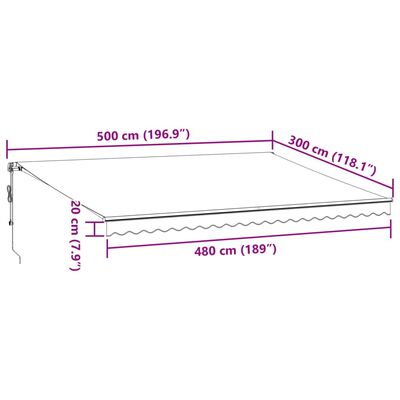 vidaXL Automatická zatahovací markýza s LED antracit a bílá 500x300 cm