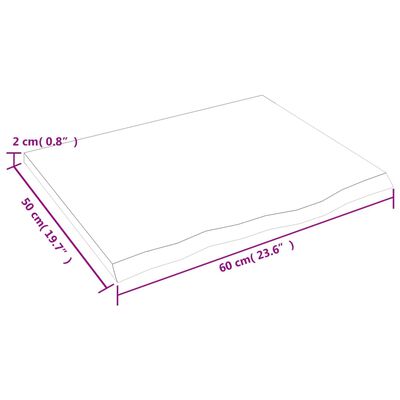 vidaXL Stolní deska tmavě hnědá 60 x 50 x 2 cm ošetřený masivní dub