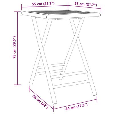 vidaXL Skládací zahradní stůl 55 x 55 x 75 cm bambus