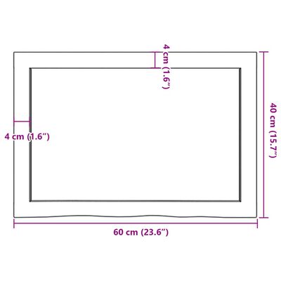 vidaXL Koupelnová deska tmavě hnědá 60x40x (2-4) cm ošetřený masiv