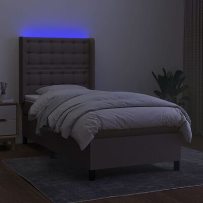 vidaXL Box spring postel s matrací a LED taupe 100x200 cm textil