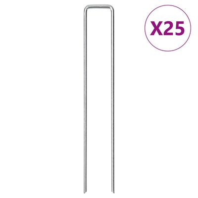 vidaXL Zemní kolíky tvaru U 25 ks 20 x 3,5 cm pozinkovaná ocel