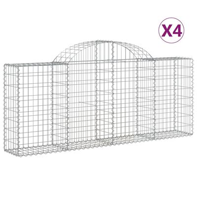 vidaXL Klenuté gabionové koše 4 ks 200x30x80/100 cm pozinkované železo