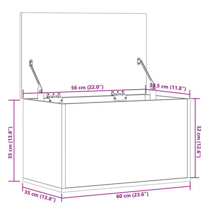 vidaXL Úložný box kouřový dub 60 x 35 x 35 cm kompozitní dřevo