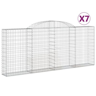 vidaXL Klenuté gabionové koše 7 ks 300x30x120/140cm pozinkované železo