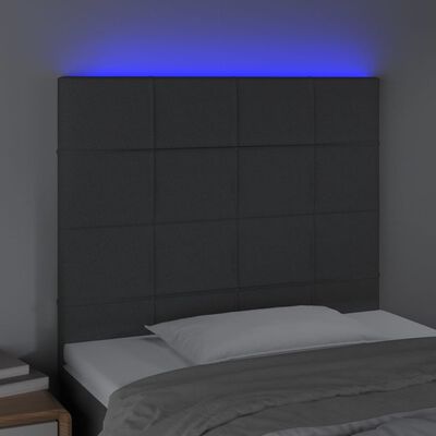 vidaXL Čelo postele s LED tmavě šedé 100x5x118/128 cm textil