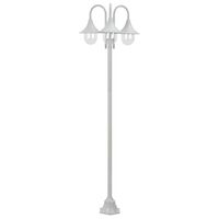 vidaXL Zahradní sloupová lampa 3 ramena E27 220 cm hliník bílá