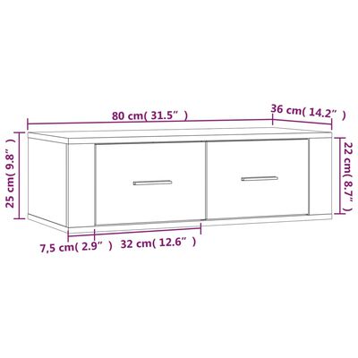 vidaXL Závěsná TV skříňka betonově šedá 80x36x25 cm kompozitní dřevo