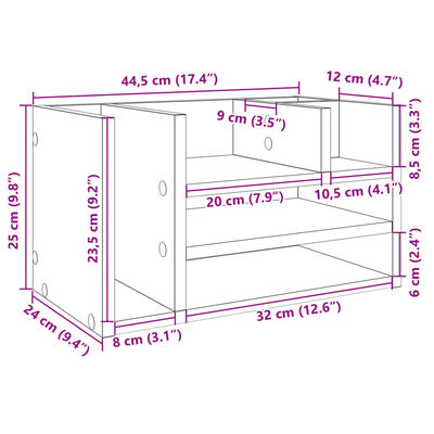 vidaXL Stolní organizér hnědý dub 44,5 x 24 x 25 cm kompozitní dřevo