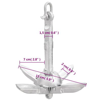 vidaXL Skládací kotva stříbrná 0,7 kg kujné železo