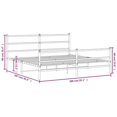 vidaXL Kovový rám postele s hlavovým a nožním čelem černý 200 x 200 cm