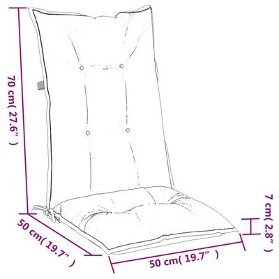 vidaXL Podušky na židli vysoké opěradlo 2 ks vínová melanž 120x50x7 cm
