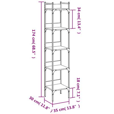 vidaXL Knihovna s 5 policemi černá 35 x 30 x 174 cm kompozitní dřevo