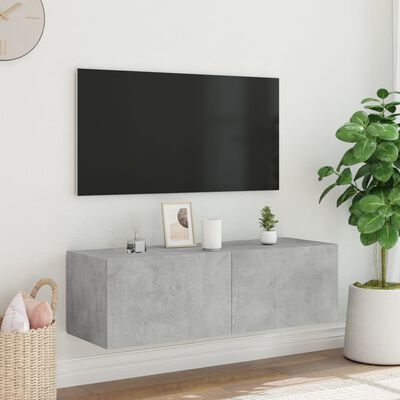 vidaXL Nástěnná TV skříňka s LED osvětlením betonově šedá 100x35x31 cm