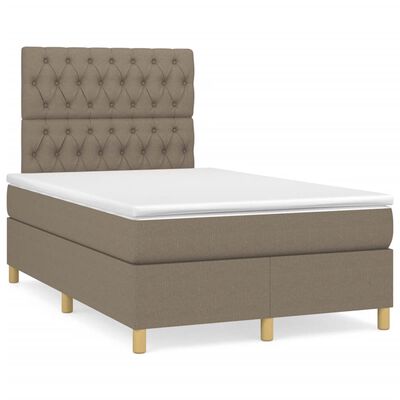 vidaXL Box spring postel s matrací a LED taupe 120x190 cm textil