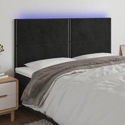 vidaXL Čelo postele s LED černé 180x5x118/128 cm samet