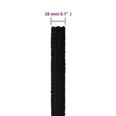 vidaXL Pracovní lano černé 18 mm 100 m polyester