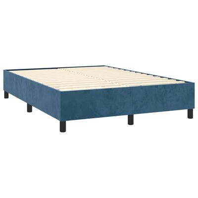 vidaXL Box spring postel s matrací tmavě modrá 140x190 cm samet