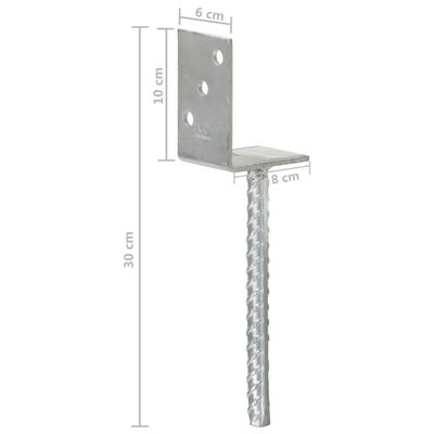 vidaXL Plotové kotvy 6 ks stříbrné 8 x 6 x 30 cm pozinkovaná ocel