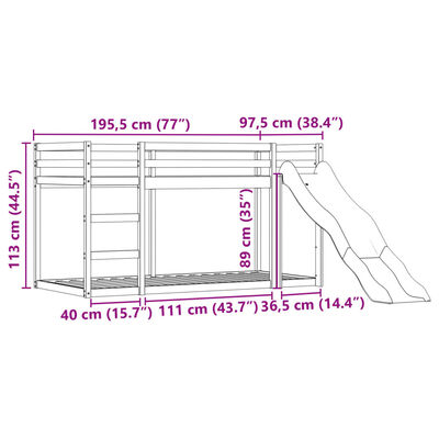 vidaXL Patrová postel se skluzavkou a závěsy bílá a černá 90 x 190 cm