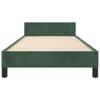 vidaXL Rám postele s čelem tmavě zelený 90x190 cm samet