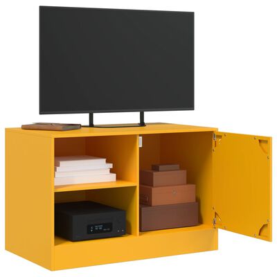 vidaXL TV skříňka hořčicově žlutá 67 x 39 x 44 cm ocel