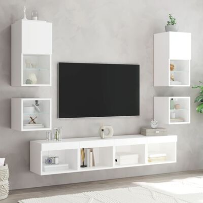 vidaXL Nástěnná TV skříňka s LED osvětlením bílá 30 x 28,5 x 30 cm